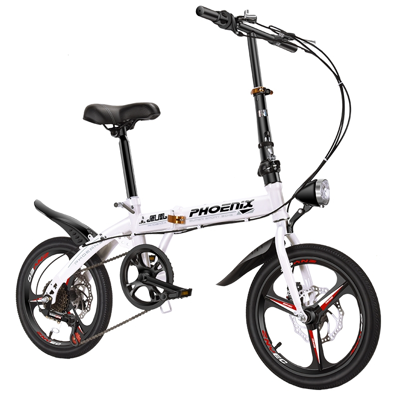 凤凰phoenix自行车女式轻便男成人折叠便携变速碟刹儿童迷你小轮单车