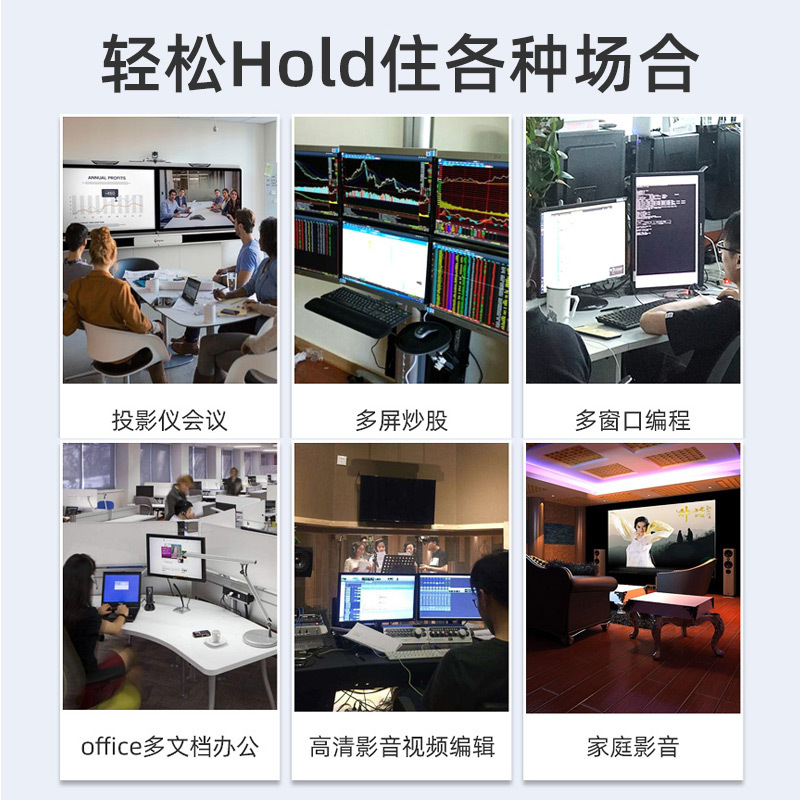 睿因(wavlink)WL-UMD05 typec扩展坞12合一接口多屏扩展坞双HDMI接口DP接口扩展三屏4K高清显示