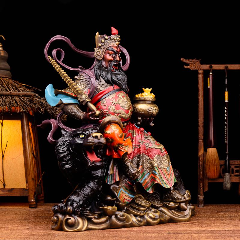 美帮汇赵公明神像铜 扬鞭赵公明神像骑虎武爷大号彩绘高清大图