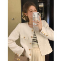 短款小香风外套女秋冬新款法式高级感炸街气质百搭上衣女装潮 L 气质白色
