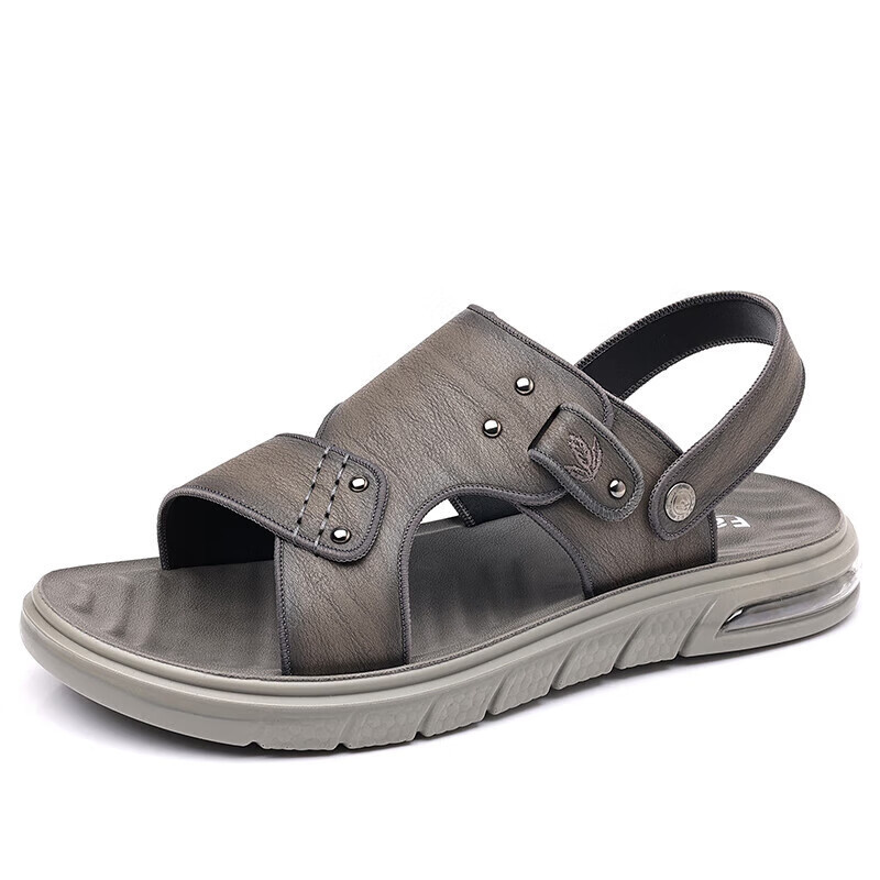 凉鞋男士新款户外休闲沙滩鞋两用外穿拖鞋防滑耐磨皮凉鞋高清大图