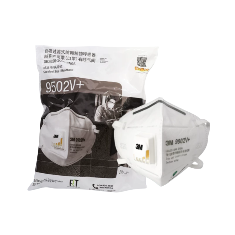 3M9502V+头戴式带呼吸阀口罩KN95气阀防护罩防工业粉尘25支/包高清大图