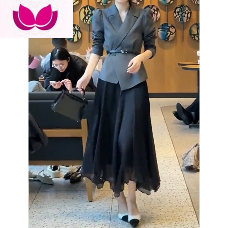 七斓法式高级感减龄小香风西装外套女御姐气质名媛桔梗半身裙套装高清大图