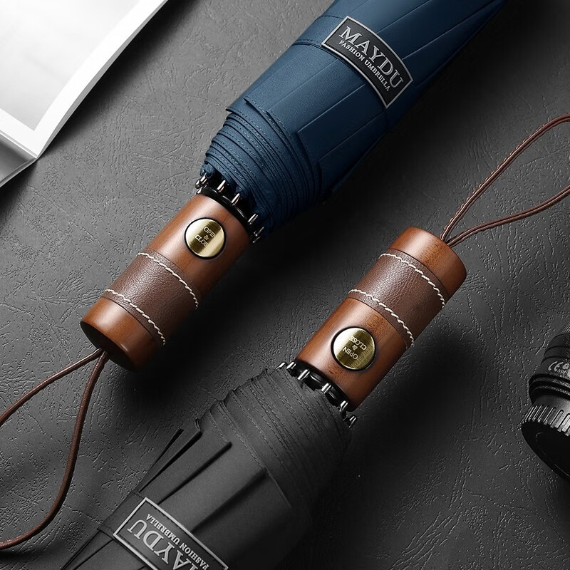 美度(MAYDU)10骨男士商务雨伞全自动折叠晴雨伞两用加大三折双人防风伞M3387