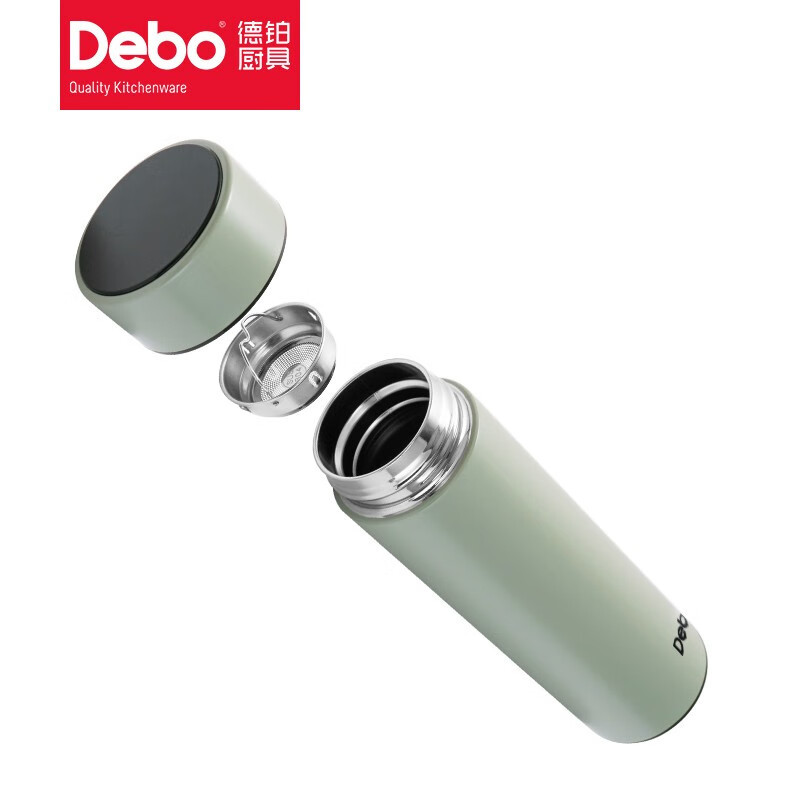 Debo德铂 智能显示温度保温杯不锈钢直身杯500ml 绿色 DEP-736高清大图