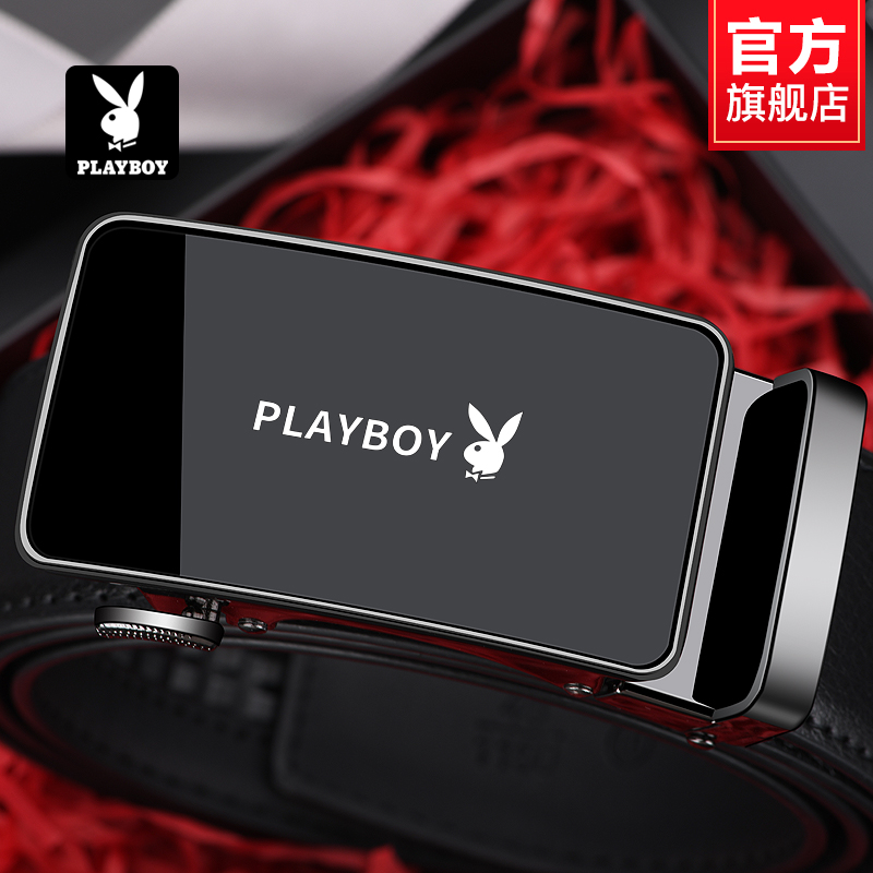 花花公子皮带男士2024新款牛皮腰带真皮自动扣休闲年轻人商务裤带