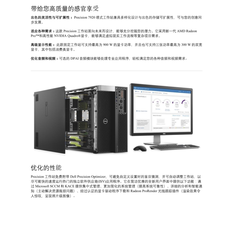 戴尔商用台式工作站 Dell Precision 7920 Tower 042 23寸液晶 INTEL XEON4110×2 16G 500G P2000