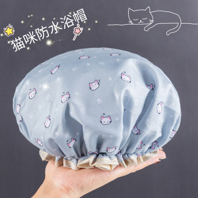 双层浴帽女防水洗澡家用防油烟头套女童干发膜专用沐浴帽2024新款1