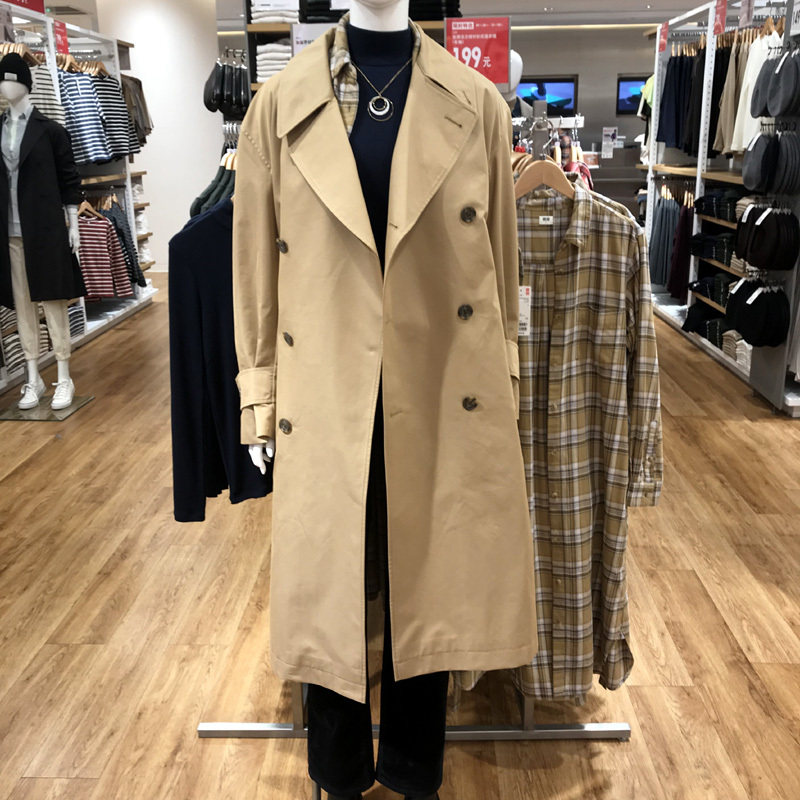 YUANSUu家试衣间出品商务休闲男士风衣长款大衣腰带宽松外套男D431339风衣