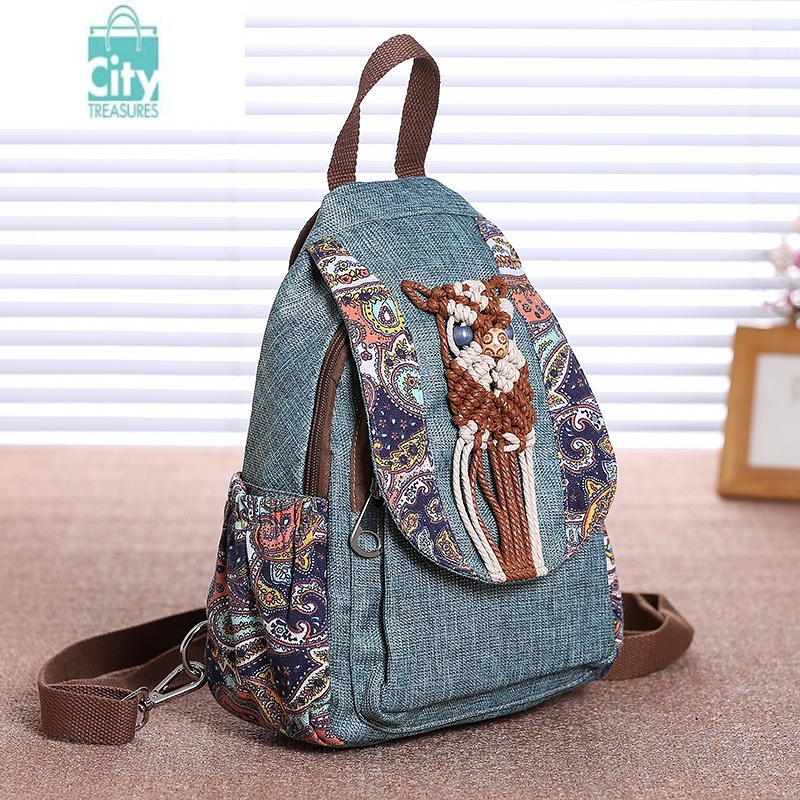 bangdou原创民族风中国风帆布新款手工双肩包旅游复古背包文艺范布艺