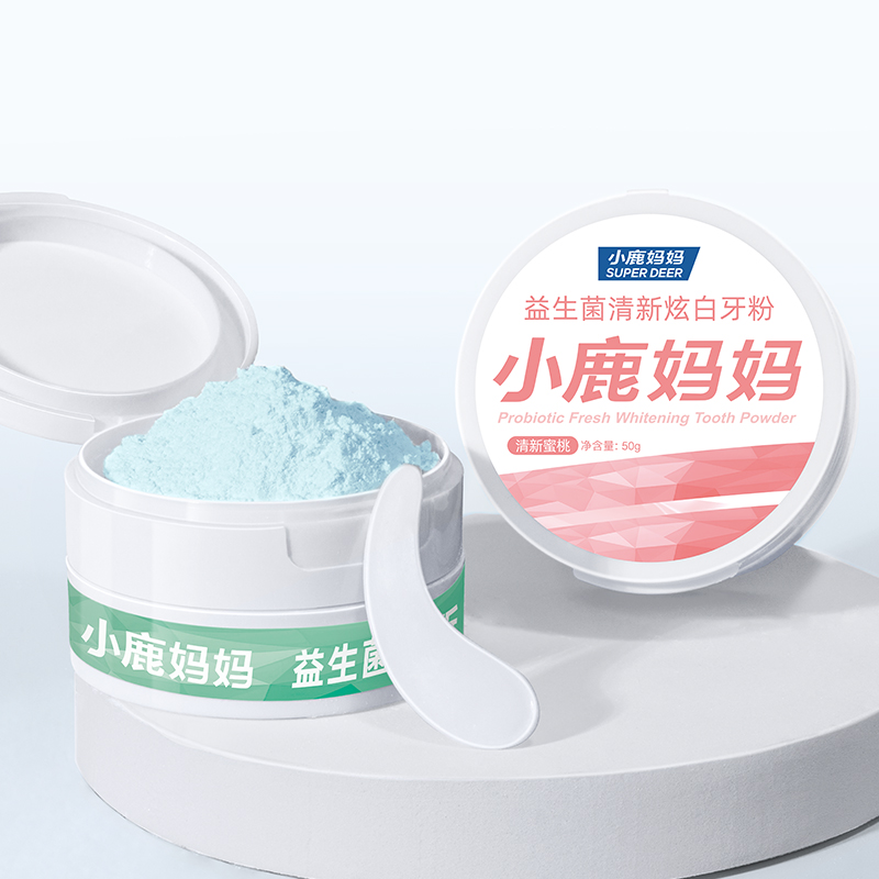 小鹿妈妈益生菌清新炫白牙粉薄荷味高清大图