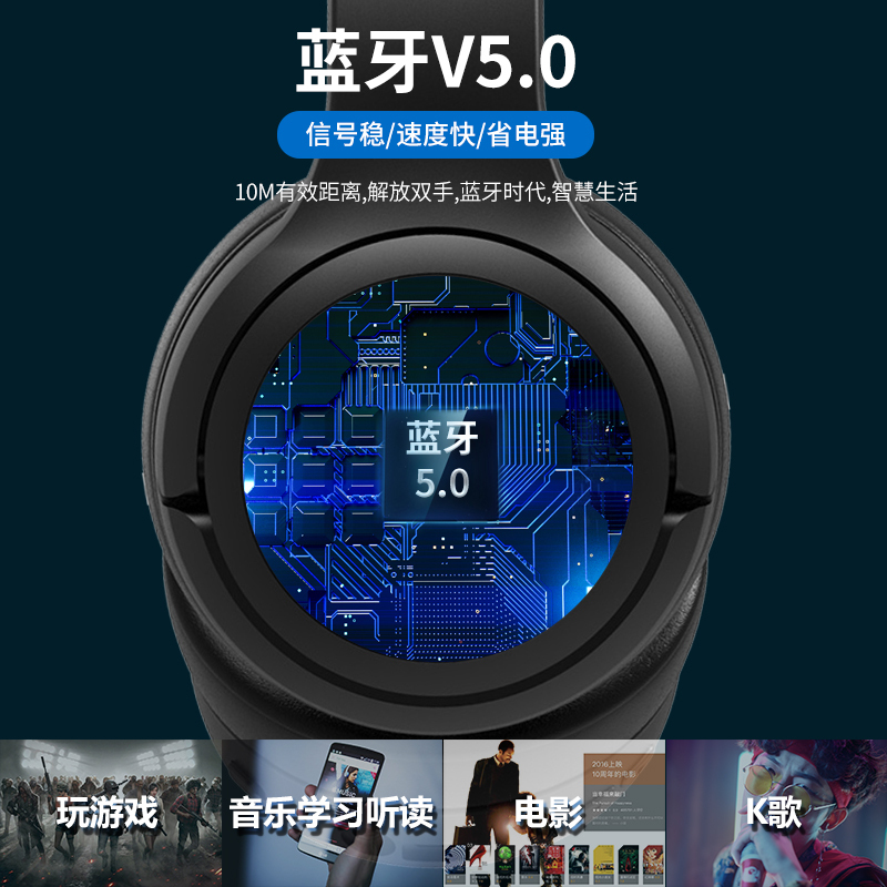 蓝牙耳机头戴式无线男生潮酷电竞电脑耳麦带麦有线无线可插卡两用大耳罩包耳吃鸡游戏听声辩位听歌专用