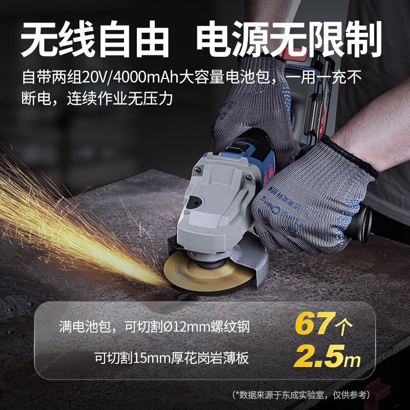 东成 WSM03-100S 20V无刷充电式角磨机锂电多功能切割机打磨机抛光机