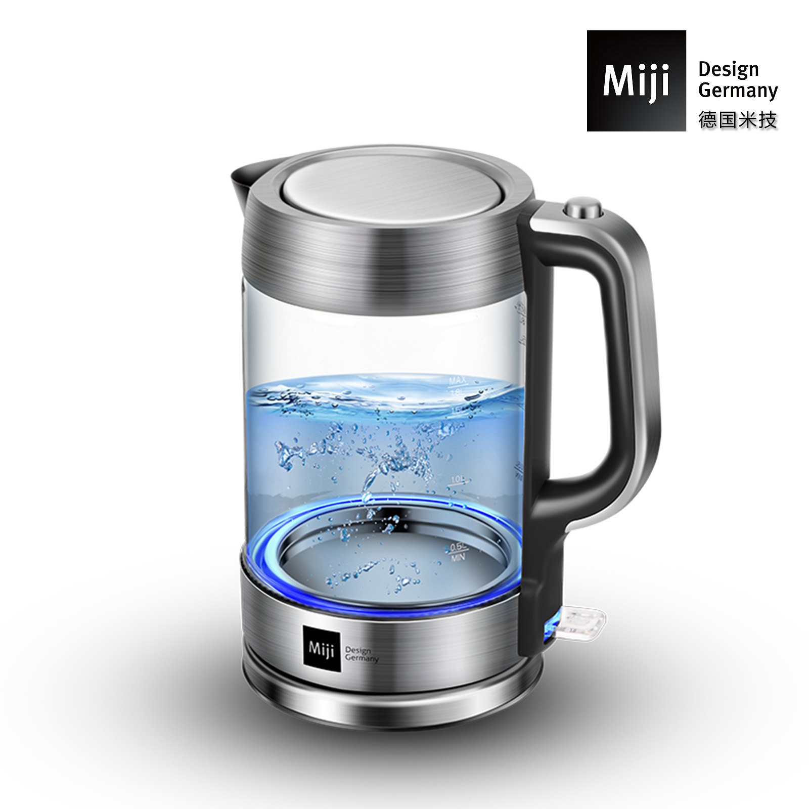米技 HK-3301 水壶电热水壶烧水壶玻璃电水壶高清大图