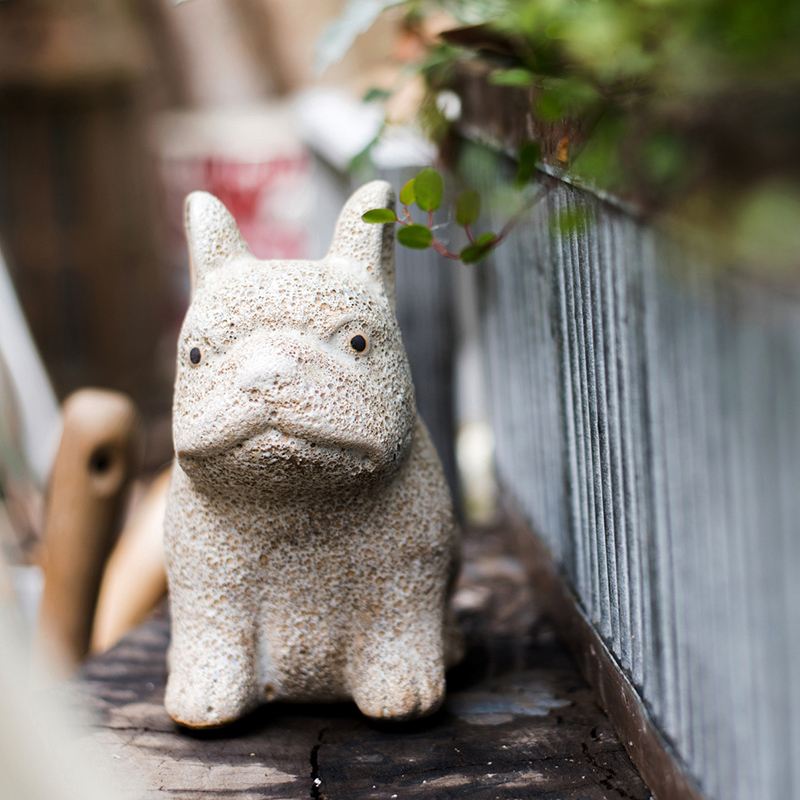 美帮汇沉默的小八守候狗狗工艺陶瓷摆件茶宠茶杯犬寓意沉默的小八大