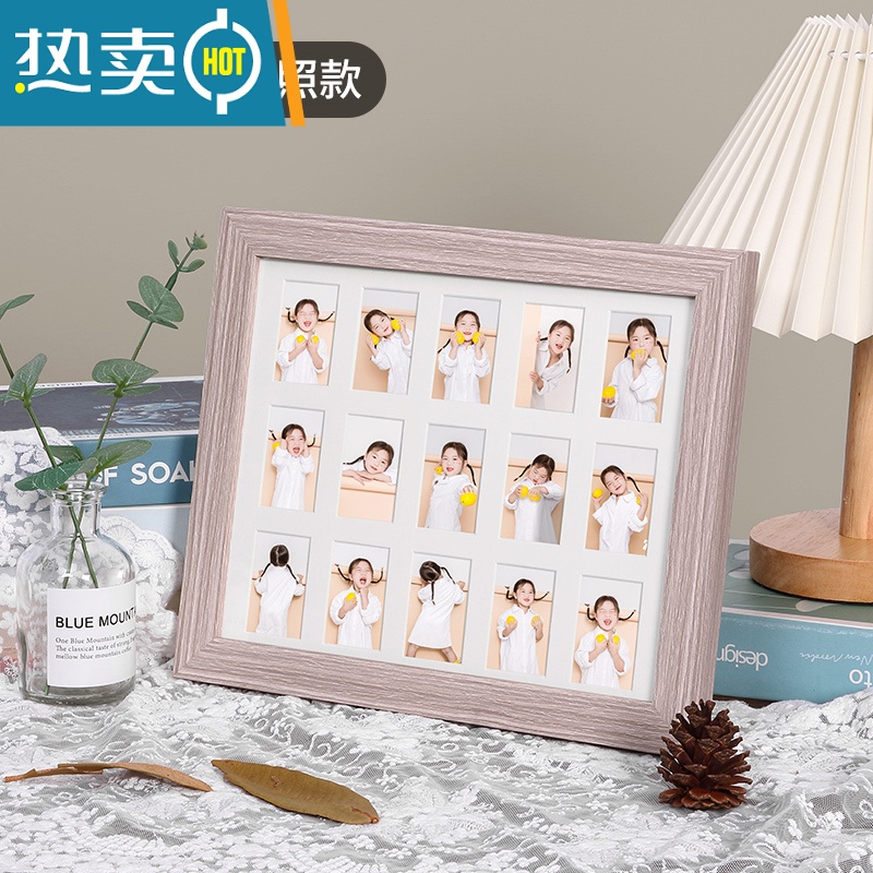 敬平校园时光相框摆台2寸孩子纪念框宝宝周岁儿童证件照成长记录相框 纪念相框—浅棕色[2寸照](无字diy) 相框+卡纸(高清大图