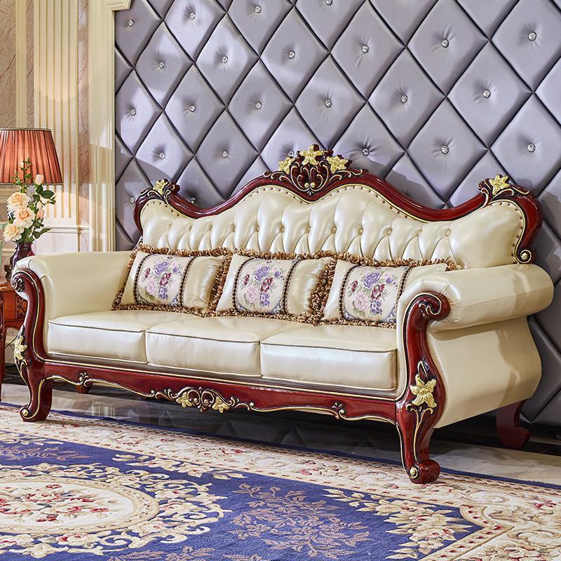 森美人欧式沙发 全实木美式沙发客厅整装组合别墅家具 轻奢皮艺沙发