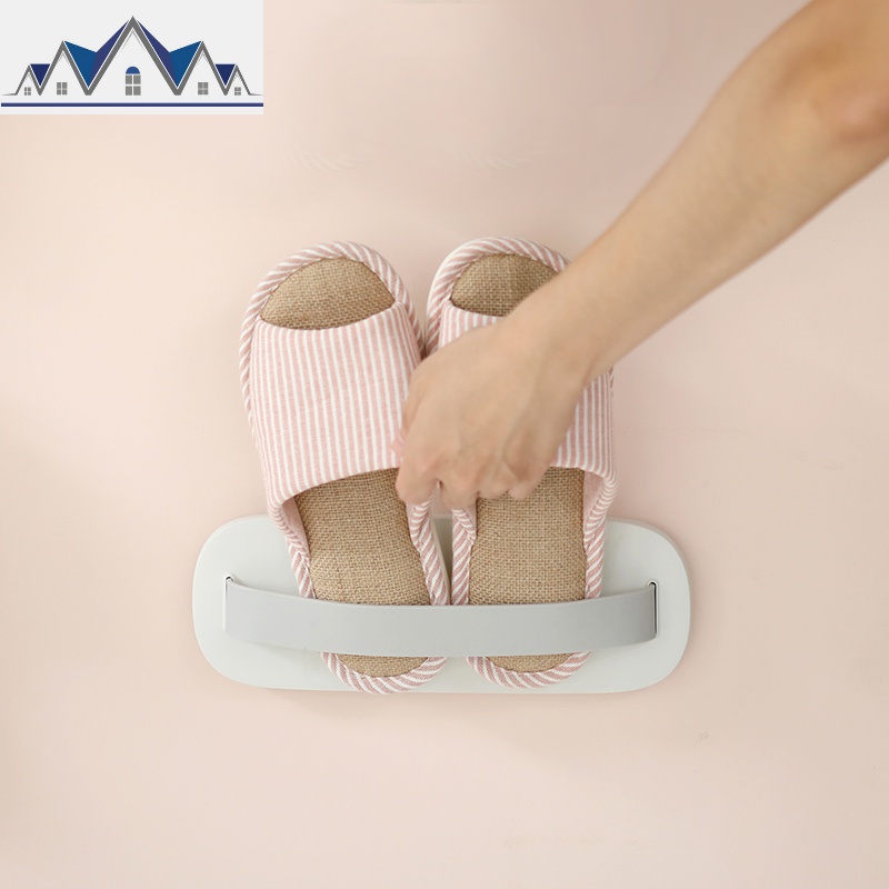 浴室拖鞋架沥水墙壁挂式免打孔厕所卫生间家用收纳省空间挂鞋 三维工匠收纳层架高清大图