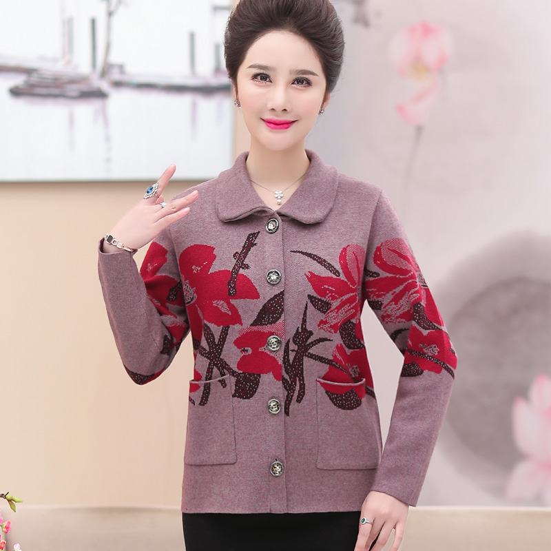 奶奶加厚毛衣妈妈冬装中老年人外套老人胖太太开衫加肥加大码妈妈装冬装外套新款婚礼老人衣服奶奶装毛衣开衫老年人春秋装女上衣高清大图