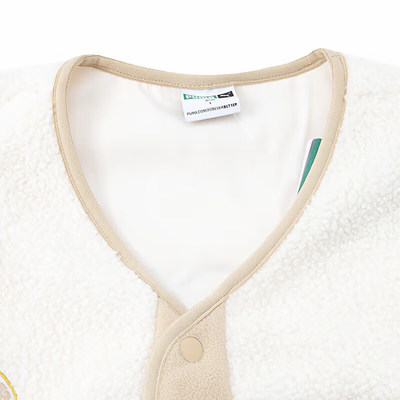 PUMA 拼色口袋运动休闲仿羊羔绒夹克 冬季 男女同款 米白色 539915-93