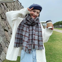 2022新款围巾女男秋冬季保暖网红双面格子韩版百搭仿羊绒披肩围脖