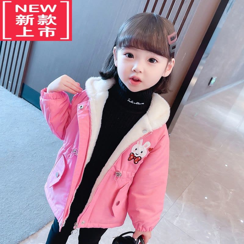 可莉允女童加绒外套秋冬新款加厚中长款棉衣女宝宝冬季棉服派克服小童潮图片