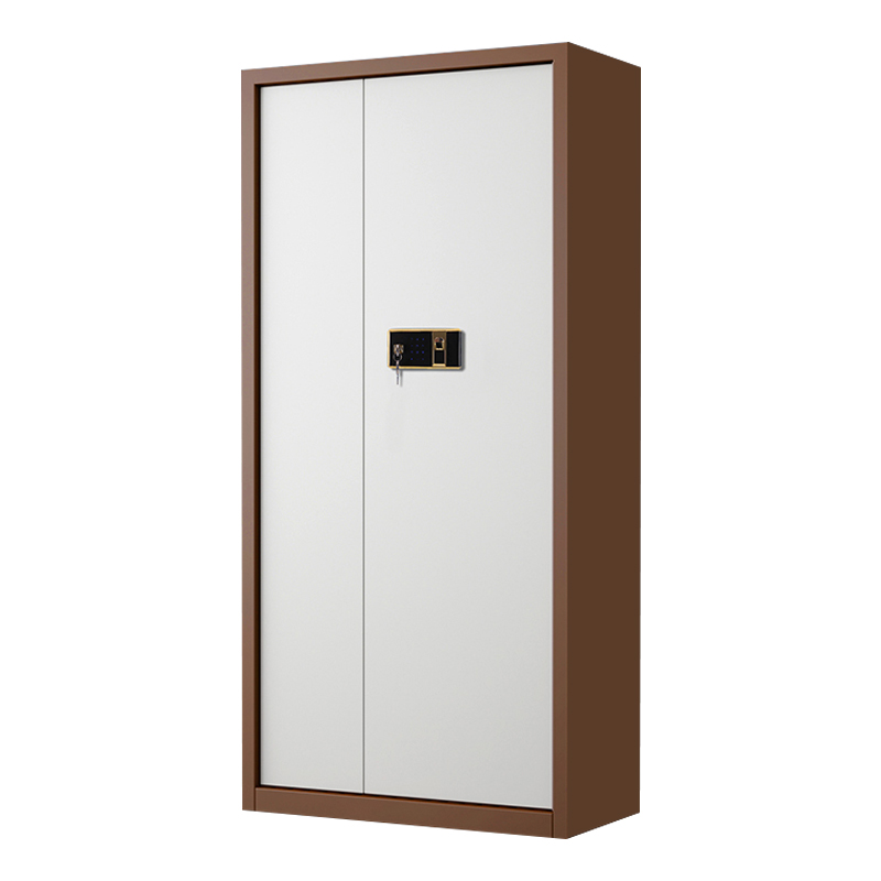 帅畅指纹电子保密柜钢制密码文件柜档案柜矮柜资料柜办公柜通门咖白色:钥匙指纹锁高清大图