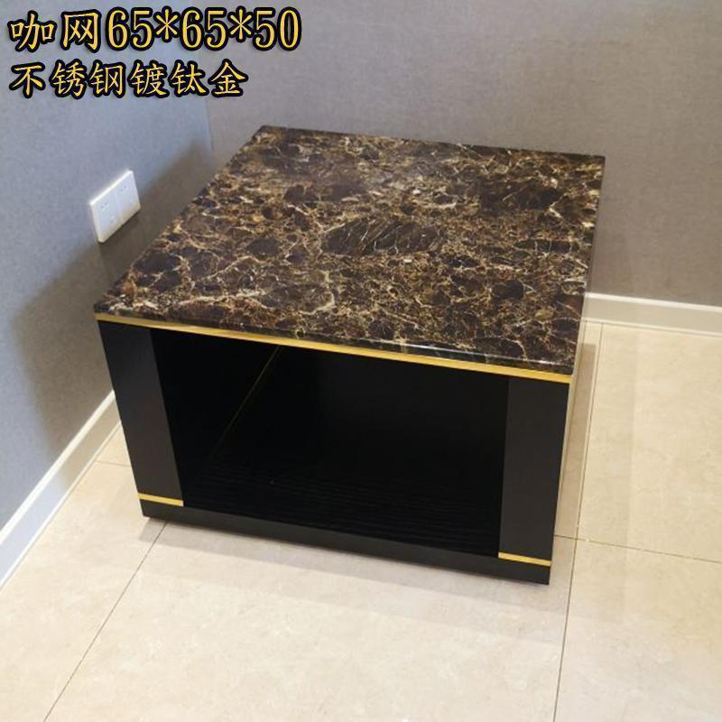 森美人轻奢木语大理石角几北欧钛金小茶几床头电话几沙发边柜边几 咖网：65*65*50cm