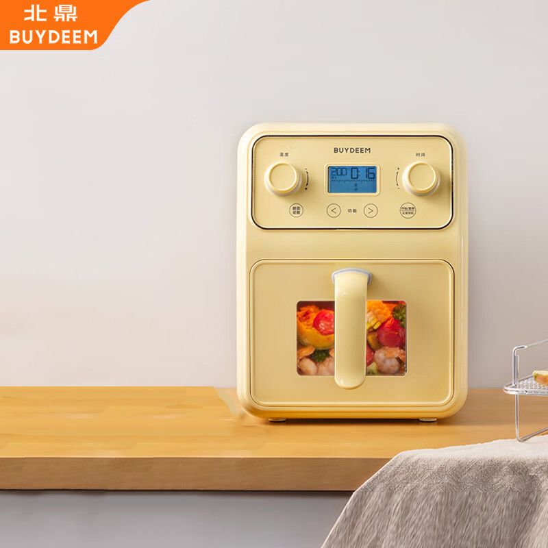 北鼎(Buydeem)空气炸锅家用多功能无油炸锅4L大容量可视化窗口健康低油烹饪精准温控F51【小鹅黄】