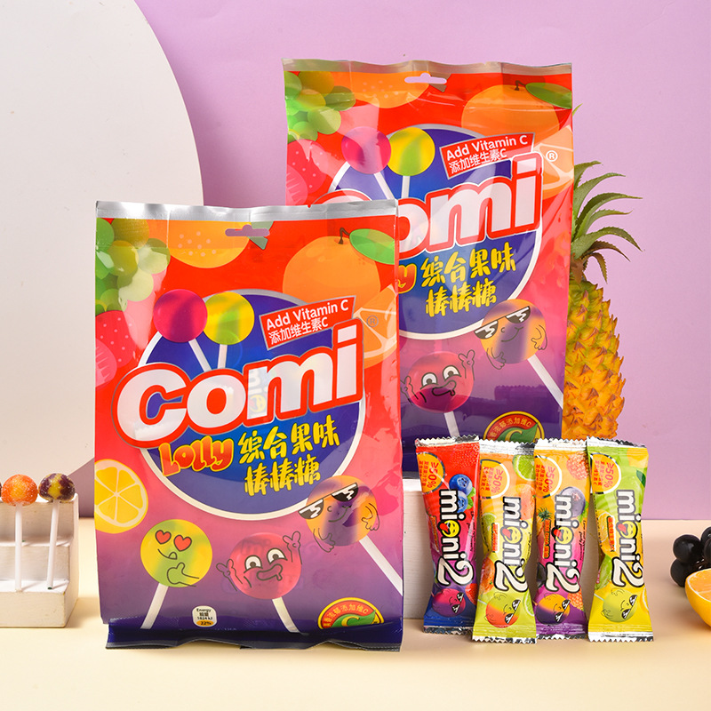 彩虹糖心藏百味综合果味棒棒糖奇幻味觉之旅果汁软糖橡皮糖果休闲小零食儿童小食