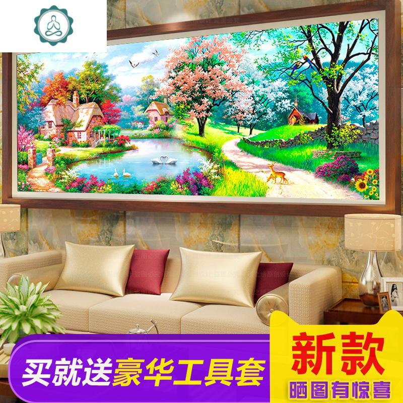 封后(FENGHOU)5d钻石画满钻客厅风景2020点贴砖石十字绣2019新款秀 1.8米版升级炫彩魔方圆钻满钻全贴+自