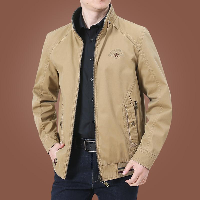 yuansu双面穿男士夹克男商务休闲男装中年夹克外套男春秋夹克衫秋装