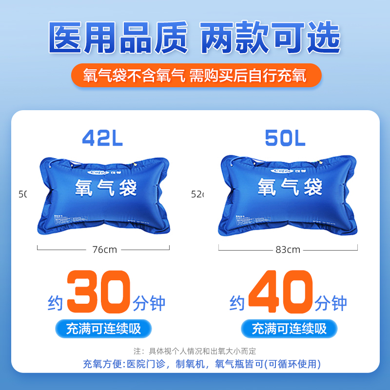 可孚医用氧气袋便携式孕妇专用家用老人大容量吸氧袋器包枕氧气瓶