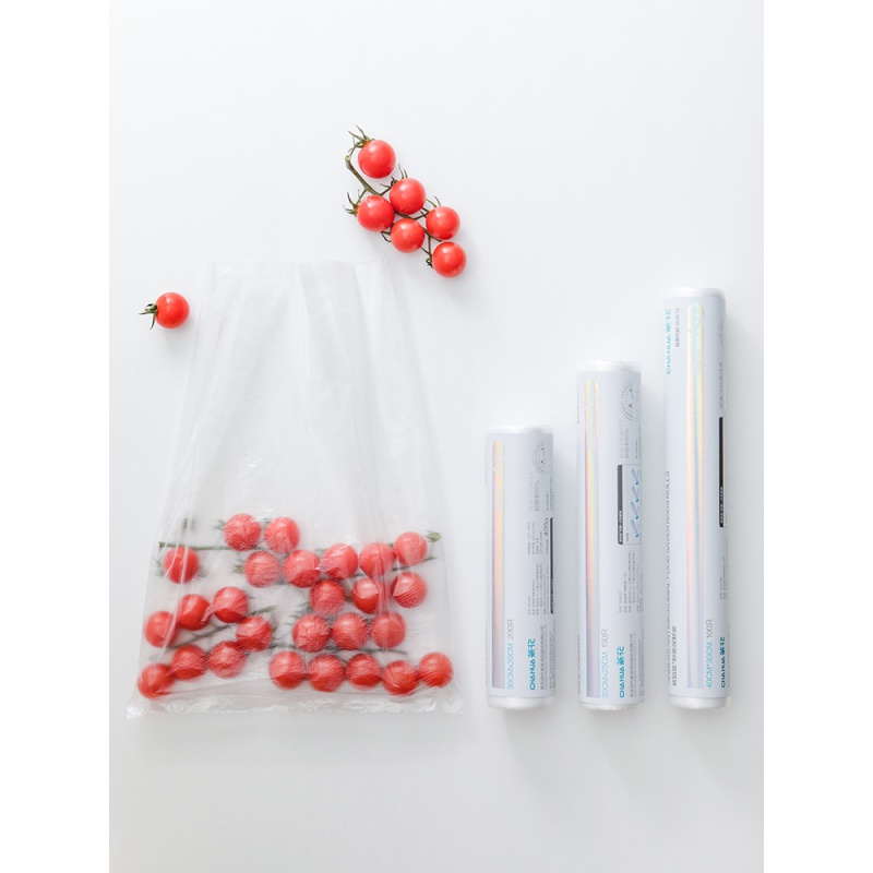 茶花家庭套装保鲜袋食品保鲜膜一次性PE手套长效保鲜密封防漏306007