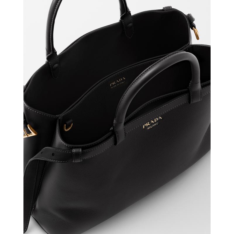 普拉达(PRADA)女士真皮中号单肩包带扣装饰可调节肩带实用大容量
