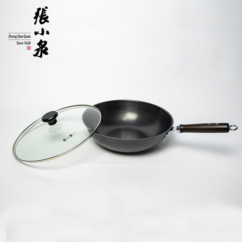 张小泉 锅具炒锅 健康无涂层 不挑炉灶 万家灯火精铁炒锅32CM C30740100!