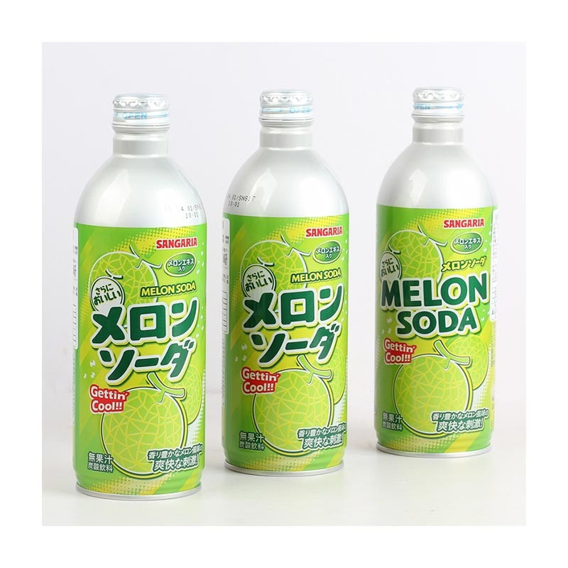 三佳丽哈密瓜味瓶装波子汽水碳酸饮料500ml