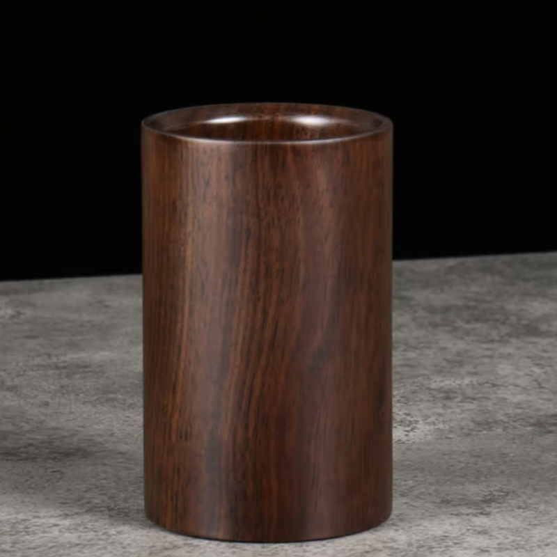 册宣木制多功能木质笔筒黑檀