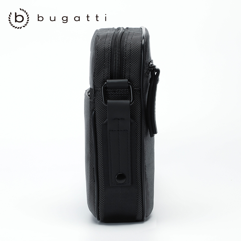 bugatti 德国轻奢品牌 男士新款商务休闲单肩包职场轻便经典尼龙防泼水日字包斜挎包竖款韩版男包