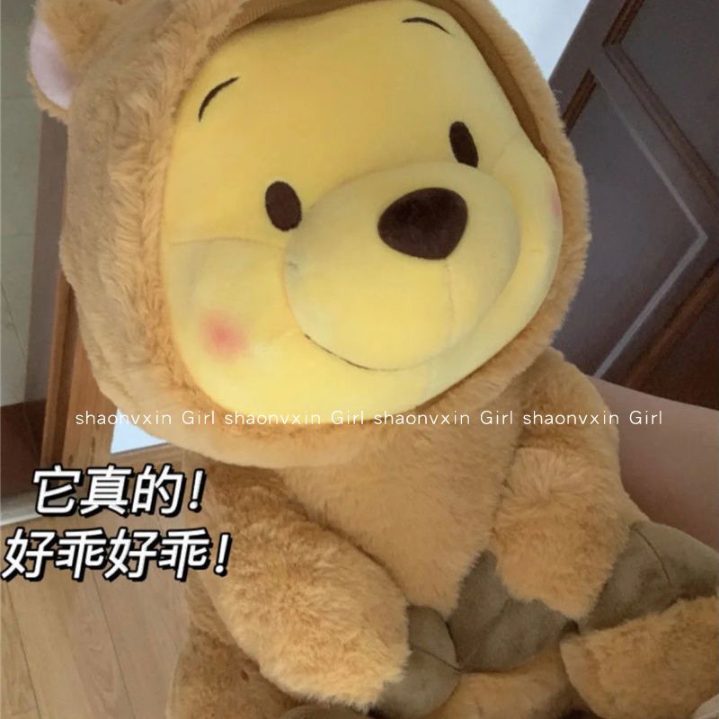 迪士尼维尼小熊公仔抱枕少女心布娃娃毛绒玩具送闺蜜女友生日礼物 腮红熊10cm
