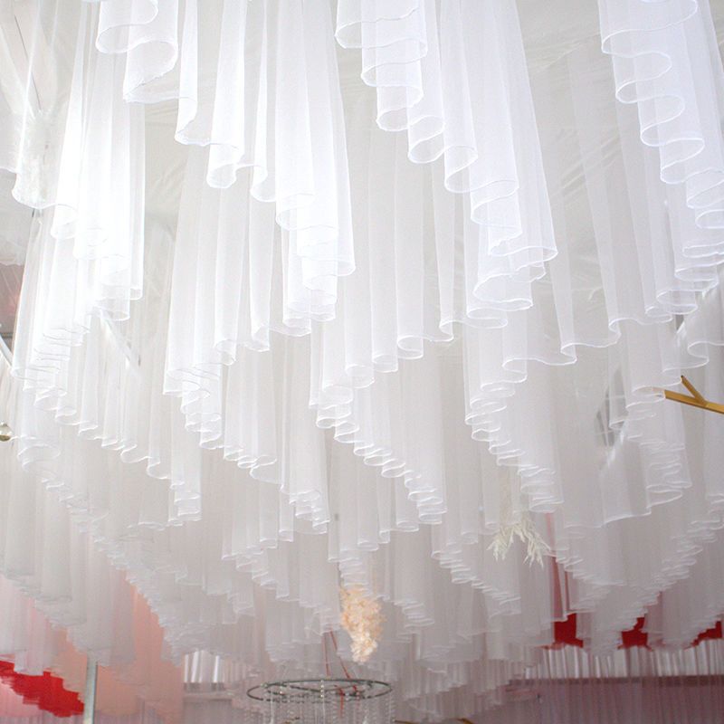 网纱s吊顶平方新款婚庆道具云顶纱吊顶装饰纱幔婚礼雪纱背景布幔t台裙