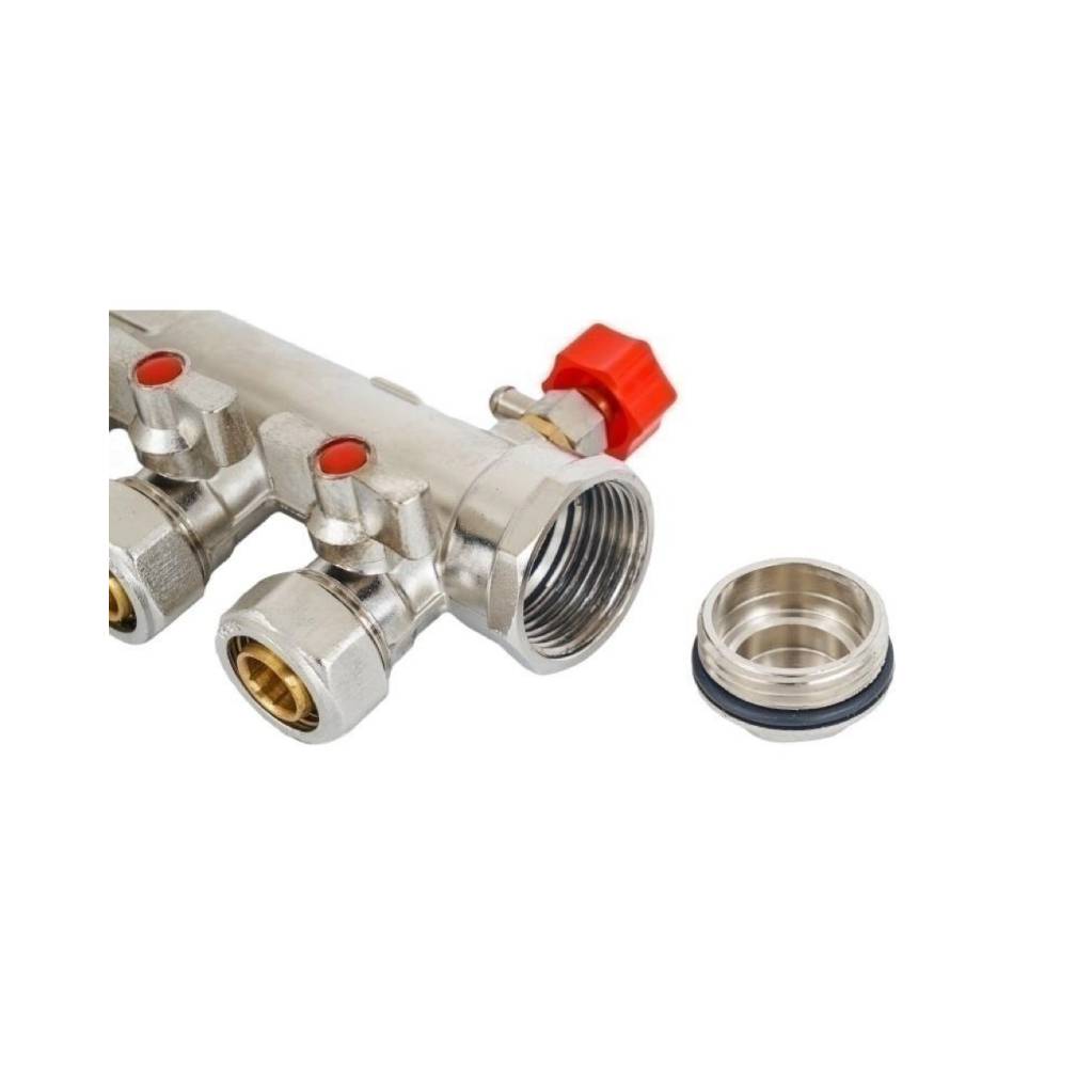 中锦科技 分水器 地暖分水器 主杠DN32(1.2寸)适配地暖管20mm(4分)8路 套高清大图