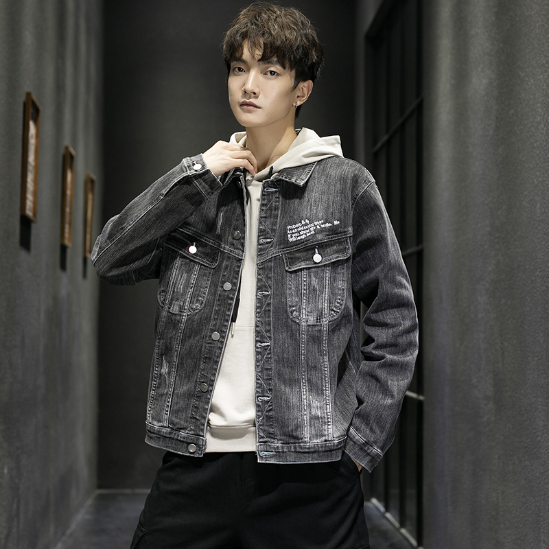 轻奢世家2020年秋冬新款男士牛仔服厚款长袖衫上衣男装牛仔衣外套男中