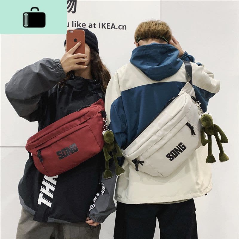 学生工装帆布斜挎包大容量女ins新款2019胸包潮流行百搭机能腰包NEW LAKE男士腰包图片