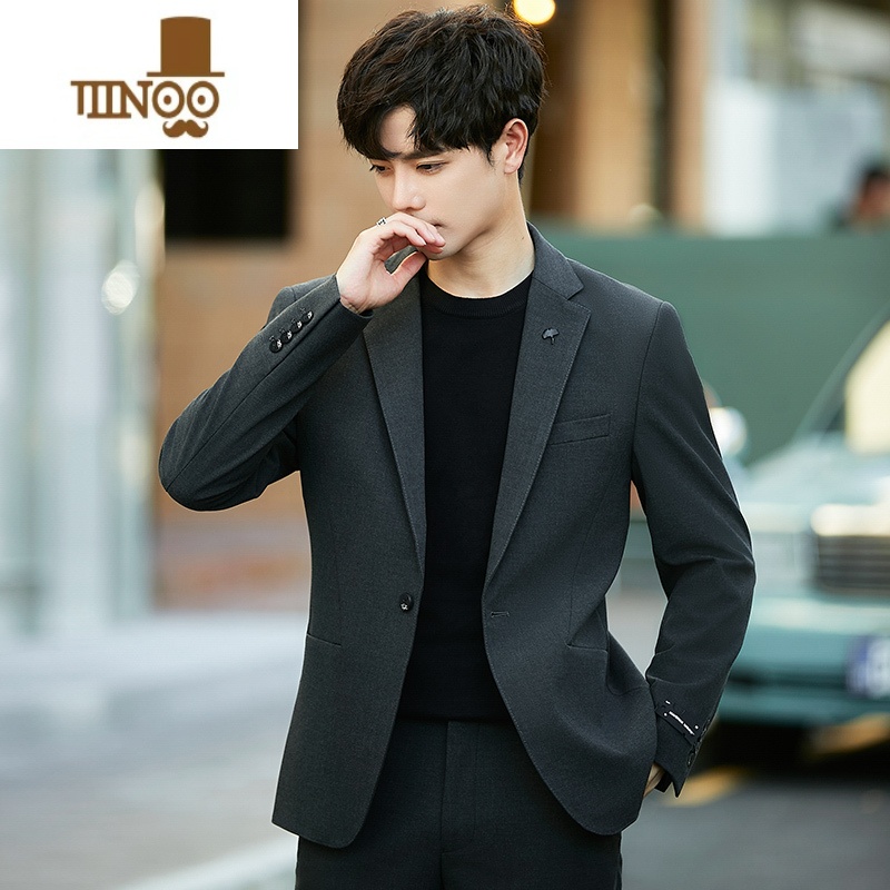 YANXU休闲小西装男外套韩版修身商务正装结婚西服套装感上衣高清大图