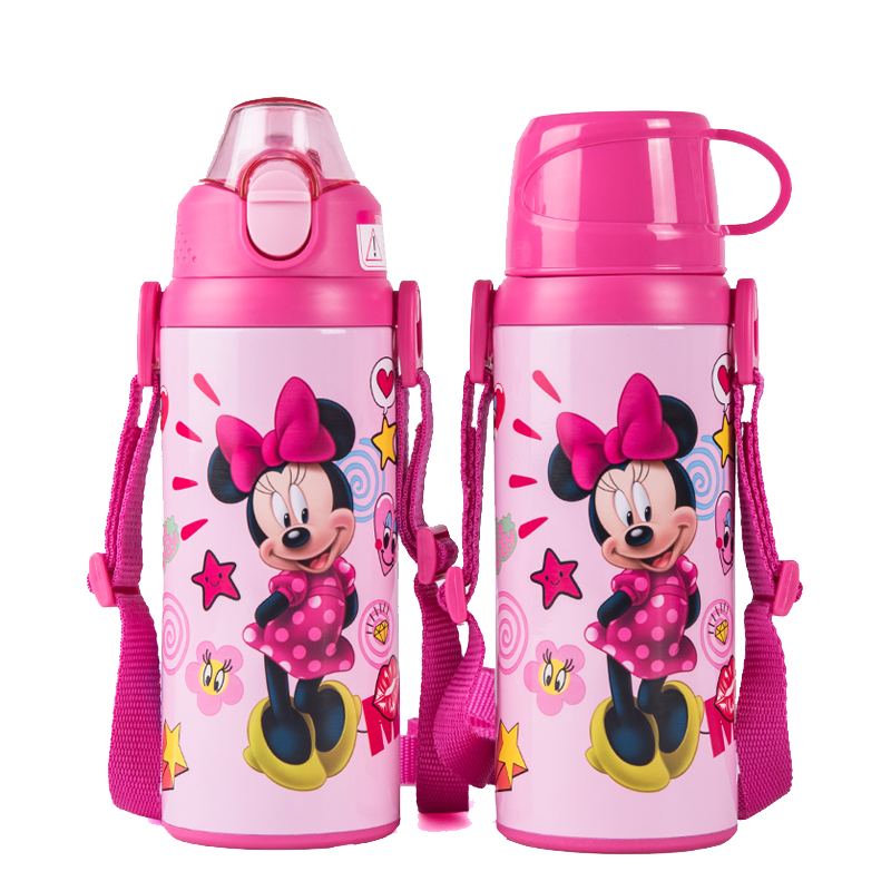 迪士尼disney儿童保温杯500ml带吸管水杯双盖男女童大容量便