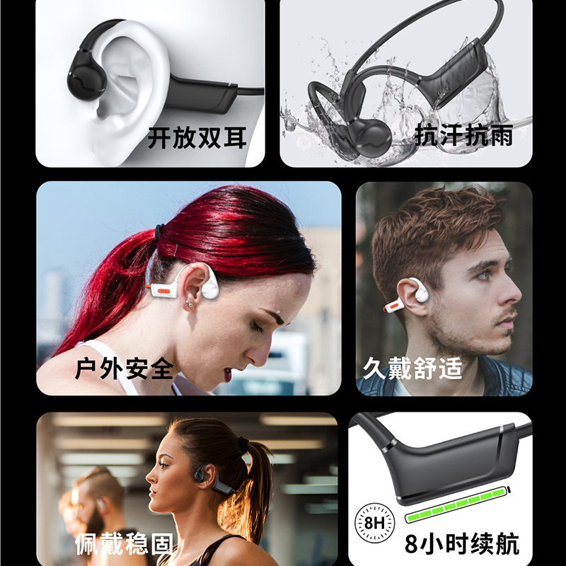 BACHJOHANN德国巴赫 BH01骨传导蓝牙耳机真无线跑步运动健身骑行防水防汗通话不入耳 运动骨传导