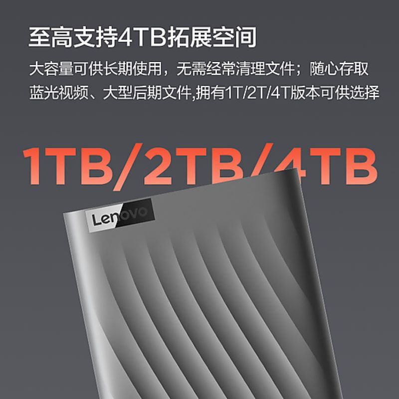 联想(Lenovo)移动硬盘 F309 PRO 4TB 2.5英寸 灰色高清大图