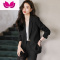 七斓黑色西装套装女2023新款小个子职业气质女范休闲小西服外套