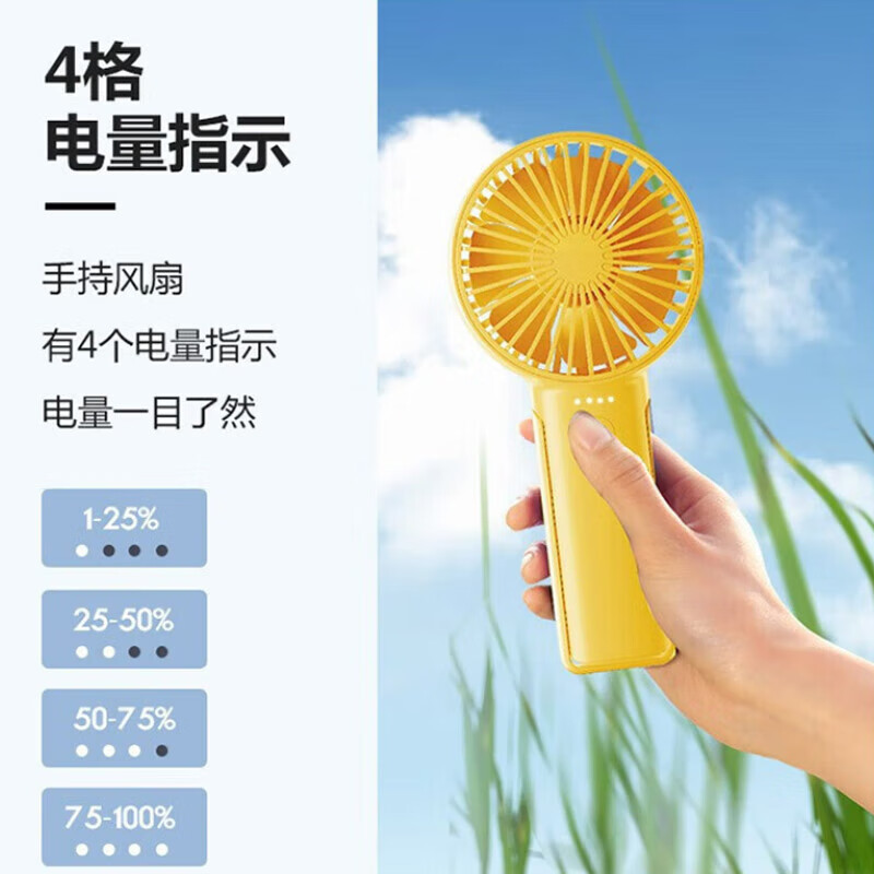 艾美特 手持风扇便携式usb充电型迷你手持小电扇 CM-RD25-2 黄色高清大图